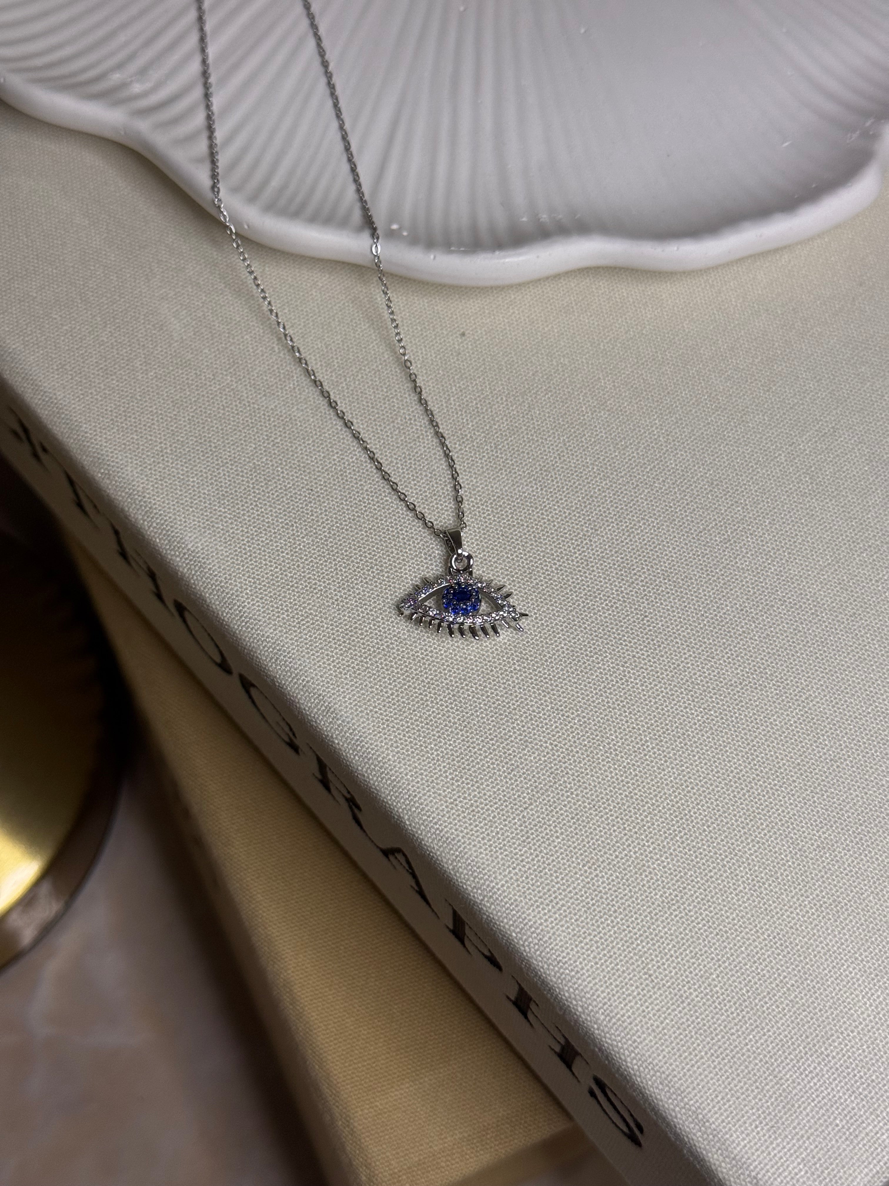 Çelik Taşlı Eye Kolye